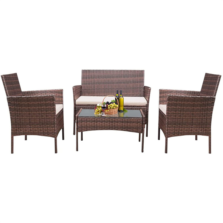 4PCS रतन आँगन फर्नीचर सेट